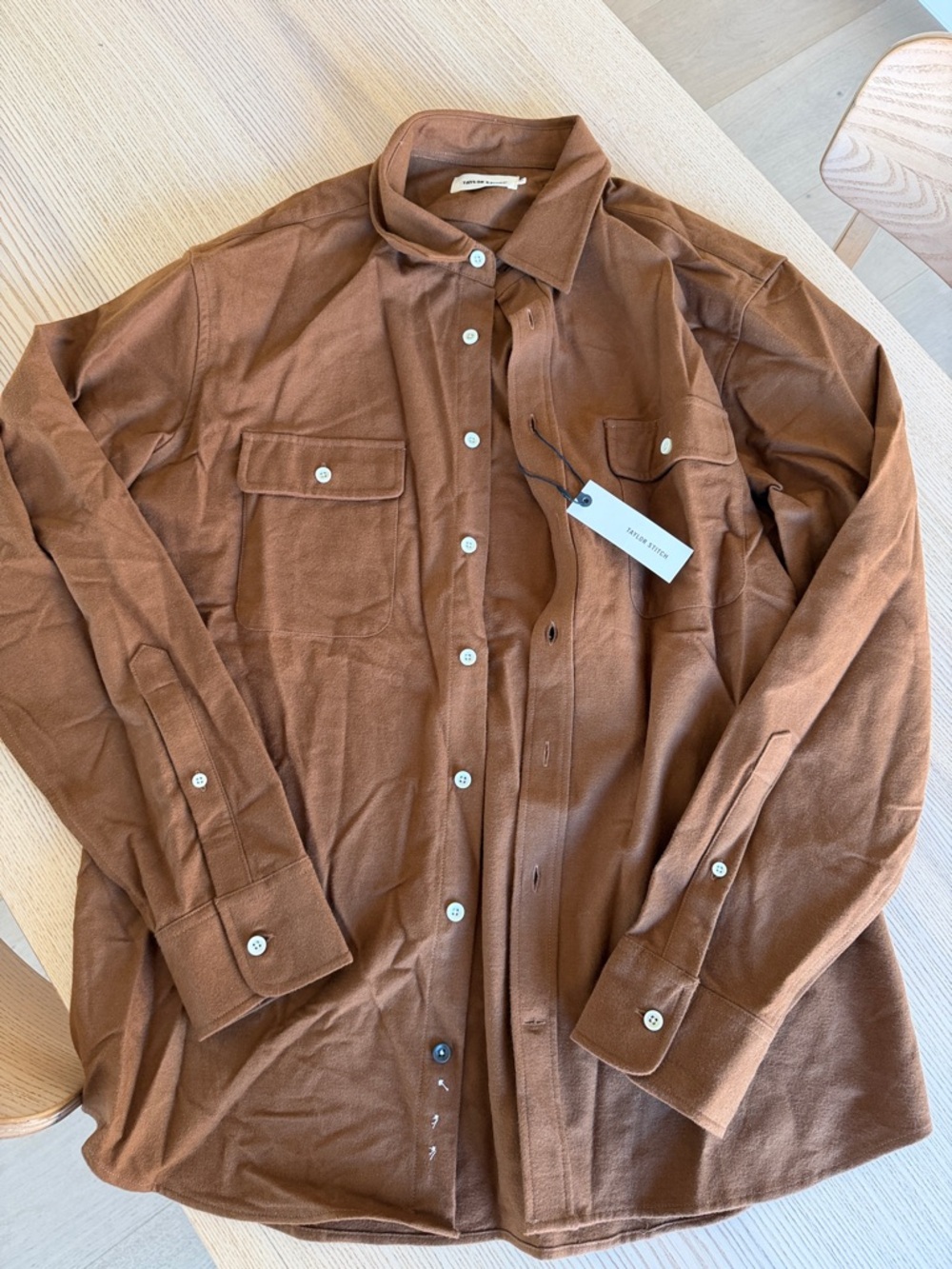 NWT Taylor Stitch Chest-Pocket Long-Sleeve Shirt in Warm Brown